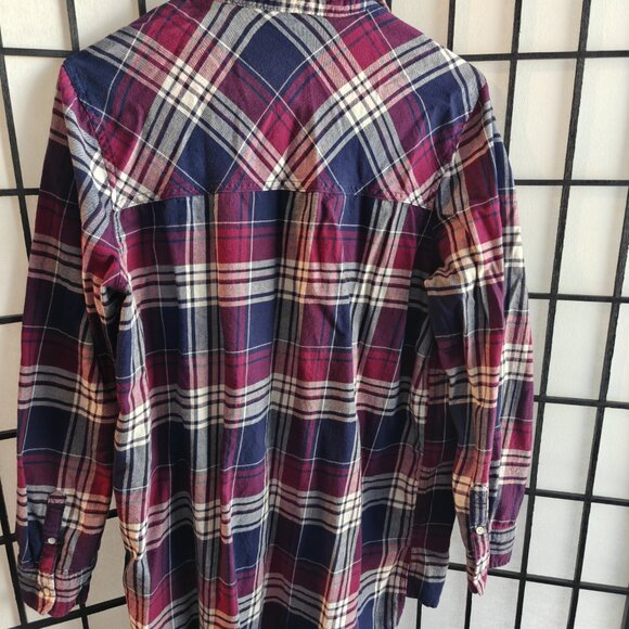 Aeropostale Women's Red White Blue Plaid Flannel Button Up Size L Fall Autumn - Picture 2 of 6